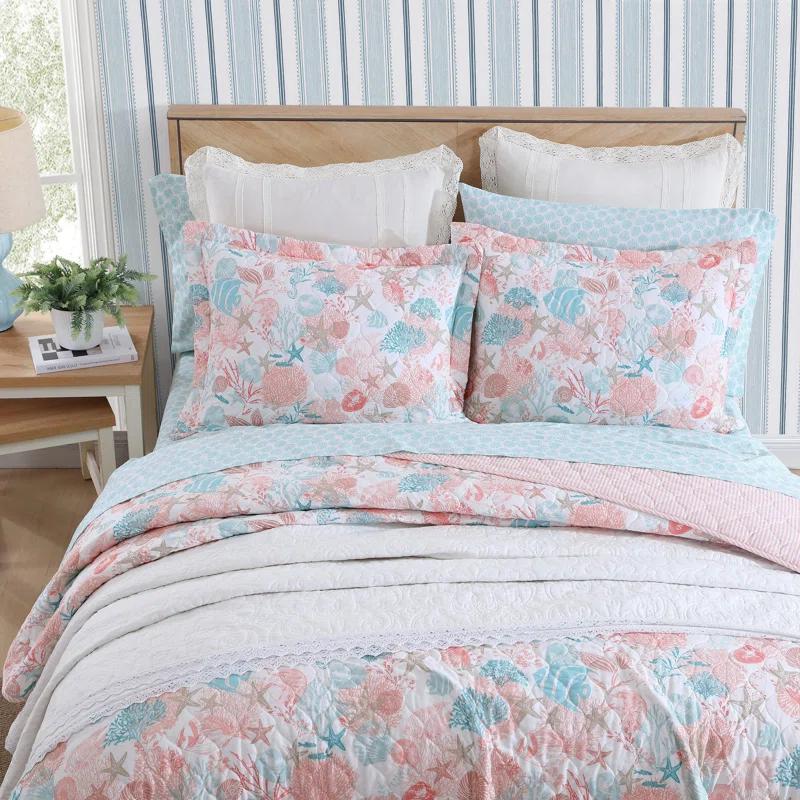 Laura Ashley Standard Cotton Reversible Quilt Set