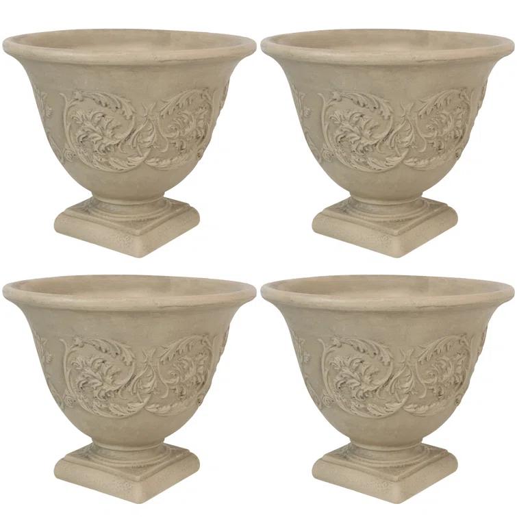 SunnyDaze Decor Darcy 16" x 16" x 13" Round Polyresin Urn Outdoor Planter Pot