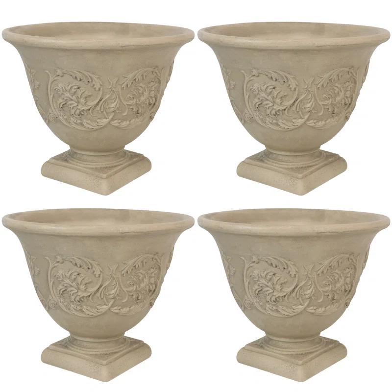 SunnyDaze Decor Darcy 16" x 16" x 13" Round Polyresin Urn Outdoor Planter Pot