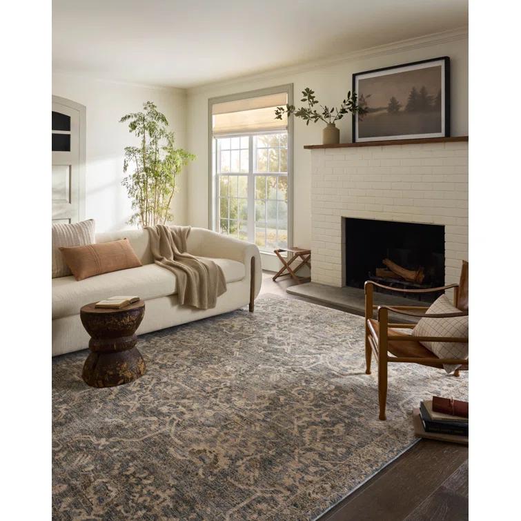 Junie I Rug Magnolia Home by Joanna Gaines x Loloi - Blue and Natural / 6'7" x 9'10"