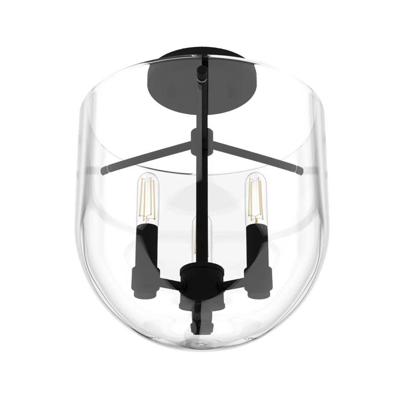 Hunter Sacha Natural Iron 3 Light Flush Mount Ceiling Light Fixture