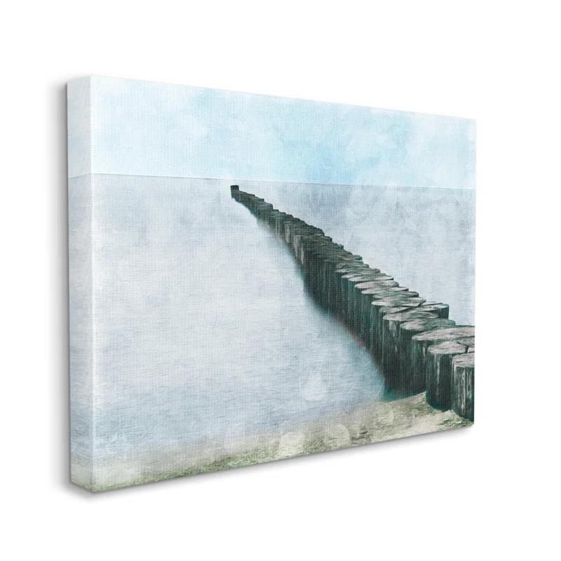 Stupell Industries " Shoreline Beach Piling Landscape Nautical Ocean Horizon "