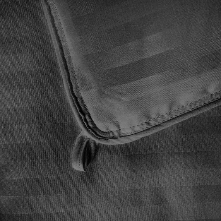 Superior Striped Reversible Box-Quilt Brushed Microfiber Medium Weight Down Alternative Comforter