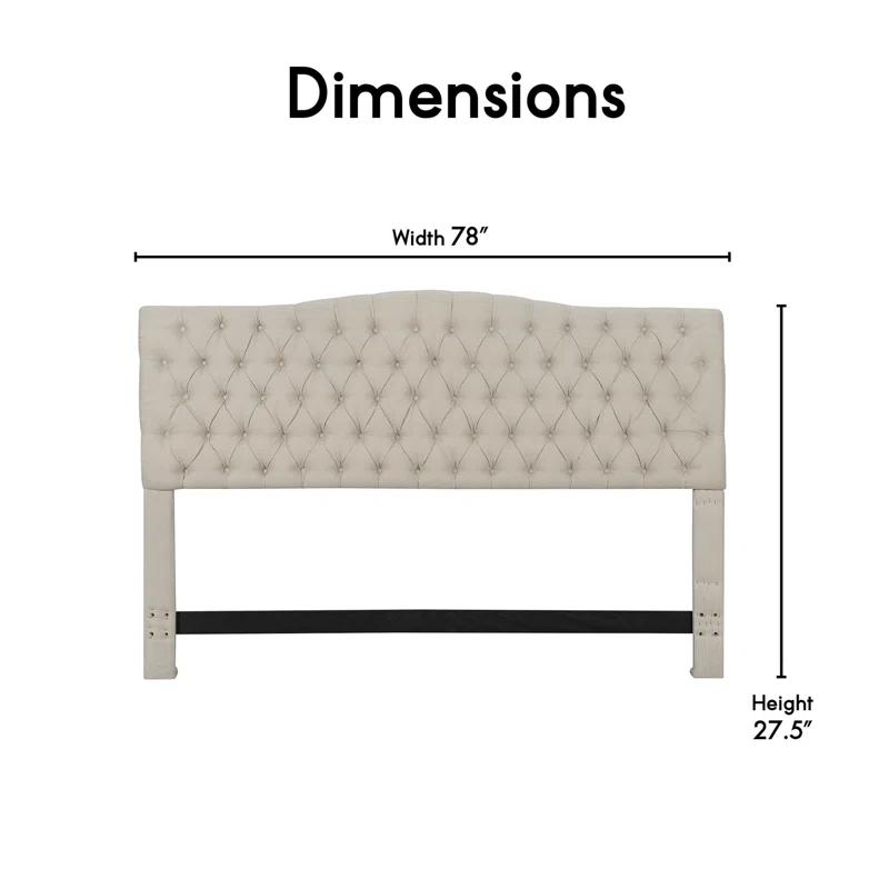 Elle Decor Elle Decor Celeste Tufted Upholstered Padded Headboard with Contemporary Button Tufting