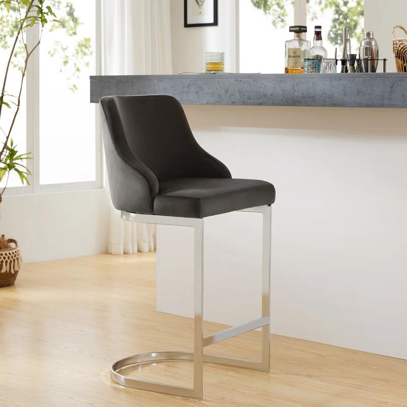 Orren Ellis Upholstered Bar Stool Upholstered Counter Stool with Metal Frame