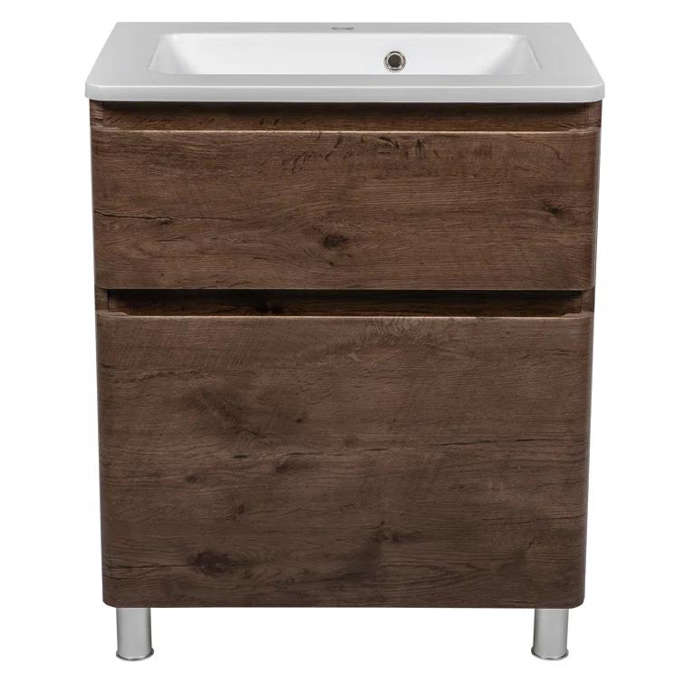 Bath Oasis 39.1'' Single Bathroom Vanity with Ceramic Top with Mirror