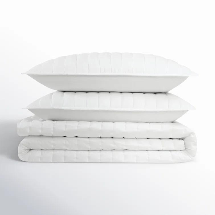 Brooklyn Loom Oversized Cotton Percale 3 Piece Quilt Set