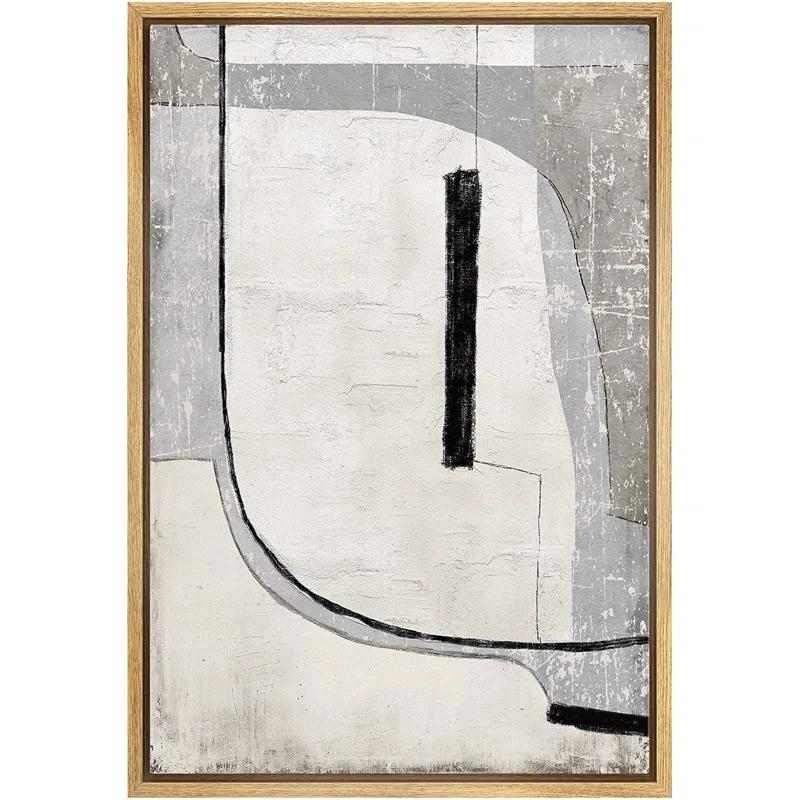 IDEA4WALL Geometric Line " IDEA4WALL Framed Canvas Print Wall Art Grunge Retro Industrial Geometric Color Field Abstract Shapes Illustrations Modern Decorative Contemporary For Living Room, Bedroom, Office "