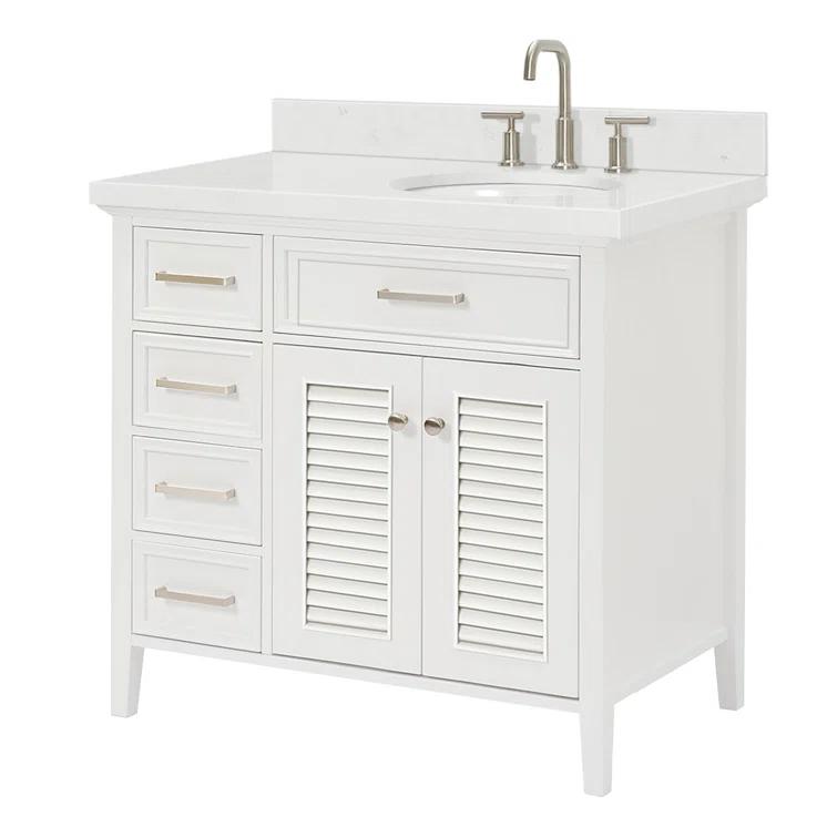 Ariel D036srcqovo Kensington 36" Free Standing Single Basin Vanity Set - White / Carrara