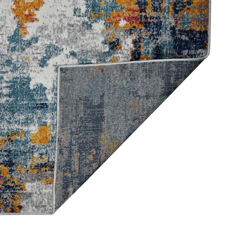 AMER Rugs Chelsea Abstract Transitional Durable Performance Orange/Blue Area Rug