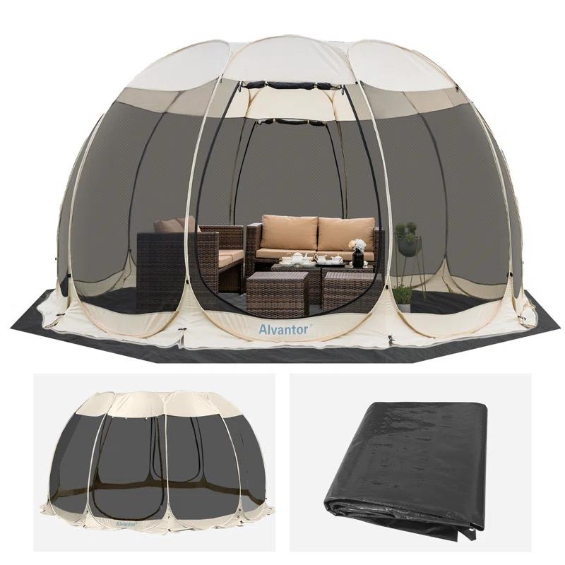 EighteenTek Fiberglass Patio Gazebo Pop Up with Screen Room Tents