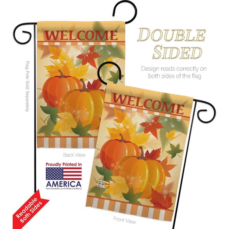 Breeze Decor Double Sided 18.5'' H x 13'' W Burlap Thanksgiving Flag Set