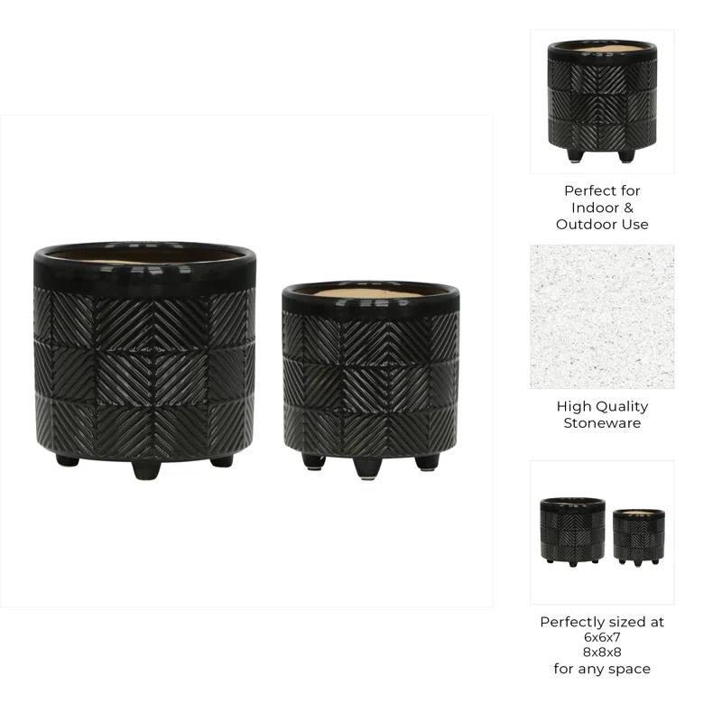 Ceramic Footed Planter Set of 2 Indoor and Outdoor