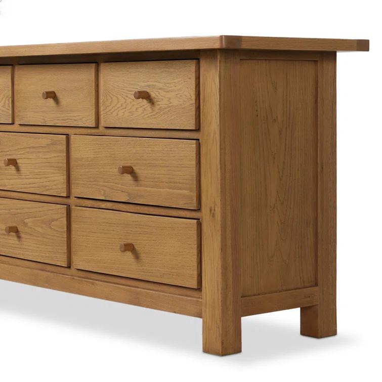 Millbrook 85" Natural Light Oak 10-Drawer Dresser