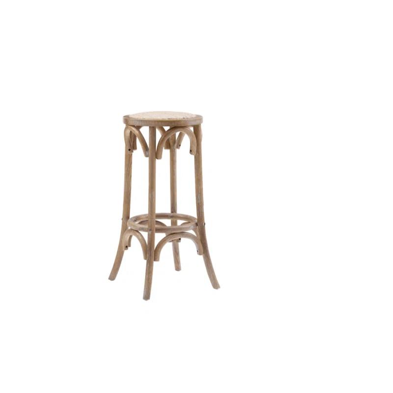 Dovecove Rae 24" Round Rattan Seat Counter Stool with Solid Wood Frame