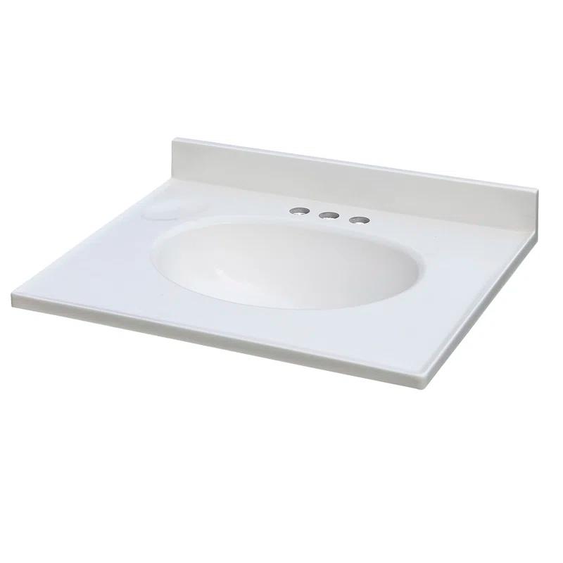 25" White Single Bathroom Vanity Sink Top