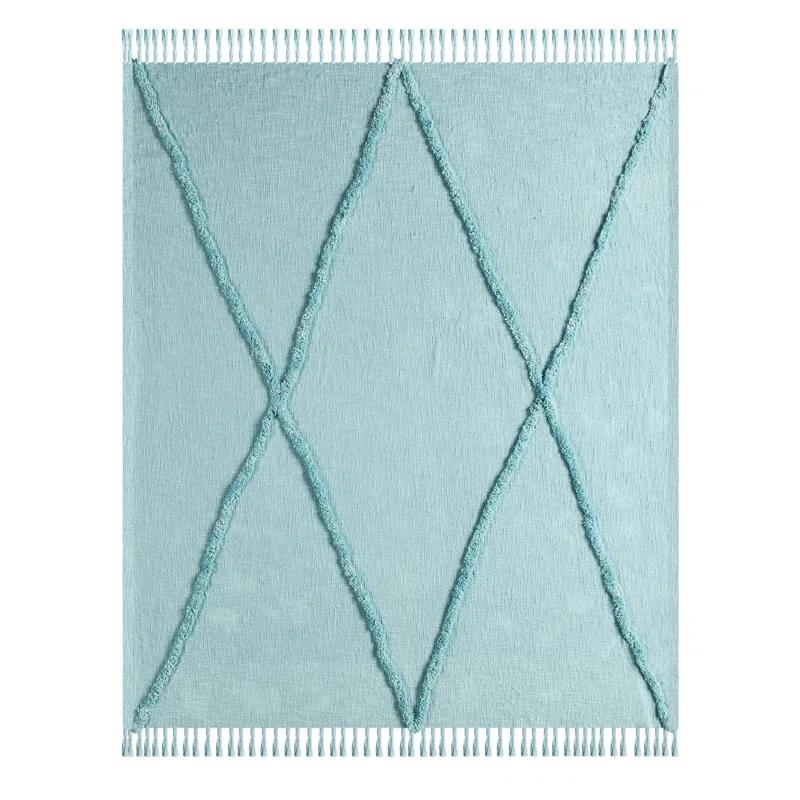 Evette Rios Terracotta Fringed Handmade Woven Throw Blanket