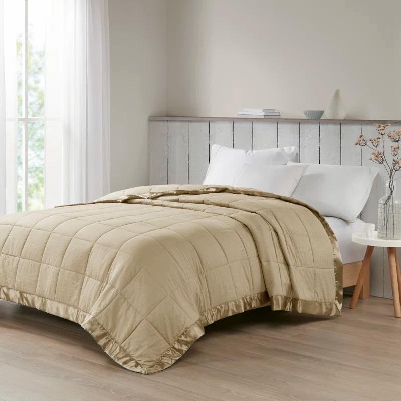 Madison Park Cambria Oversized Down Alternative Blanket with Satin Trim
