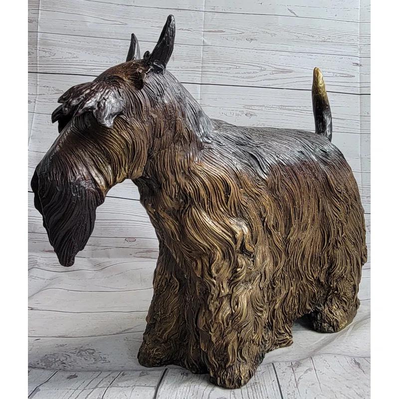 Red Barrel Studio® Scottish Terrier Dog Bronze Metal Sculpture Statue Figure Figurine Handmade Art 16 Inches X 20 Inches