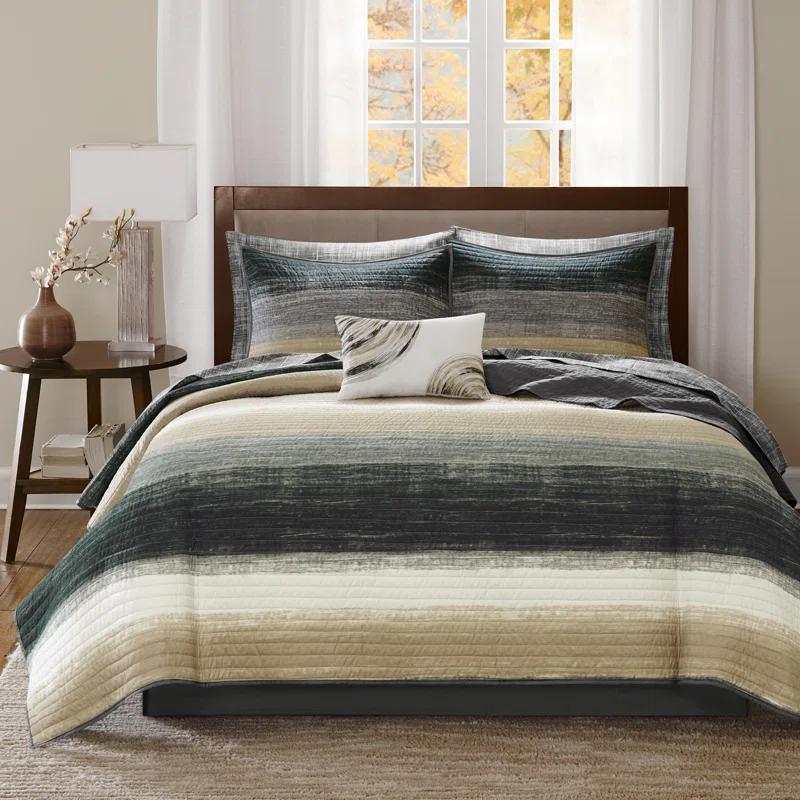 Madison Park Essentials Saben Microfiber Quilt Set with Cotton Bed Sheets