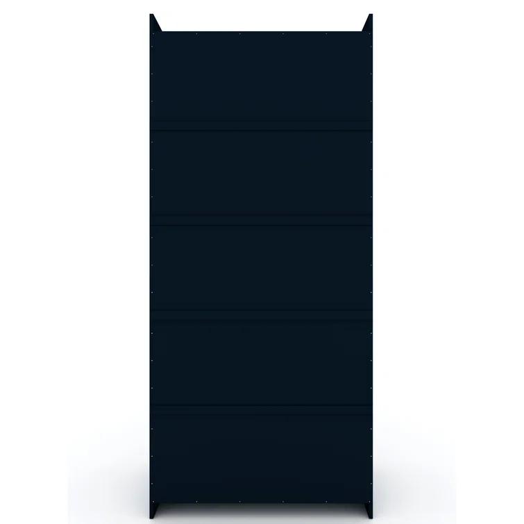 Manhattan Comfort Mulberry Open Wardrobe Closet with Drawers and Adjustable Shelves in Midnight Blue