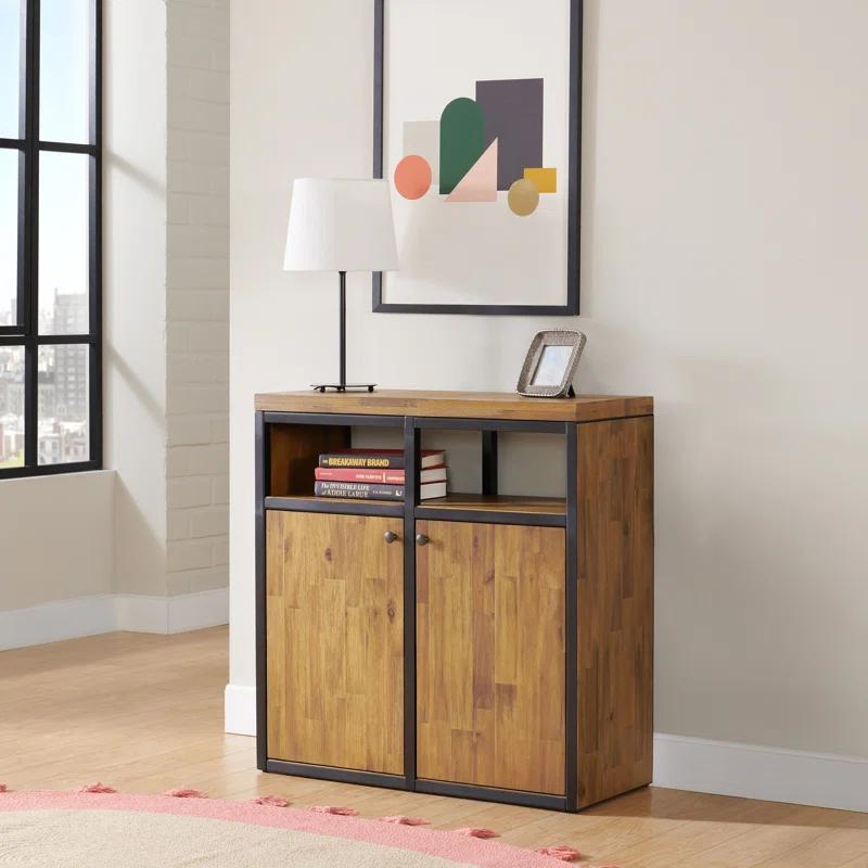 Alaterre Lloyd 31" Wide Rustic Industrial Metal Frame Shoe Storage Cabinet