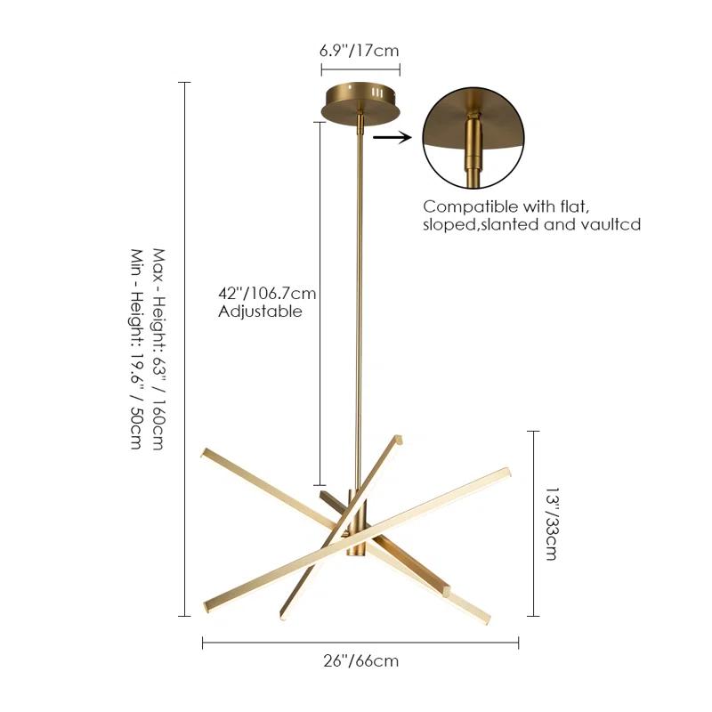 Wade Logan® Athiran Aluminum Dimmable LED Modern Linear Chandelier