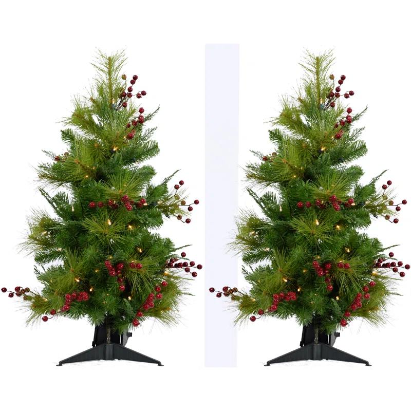 Homestead Newberry Pine 48'' Lighted Pine Christmas Tree (Set of 2)