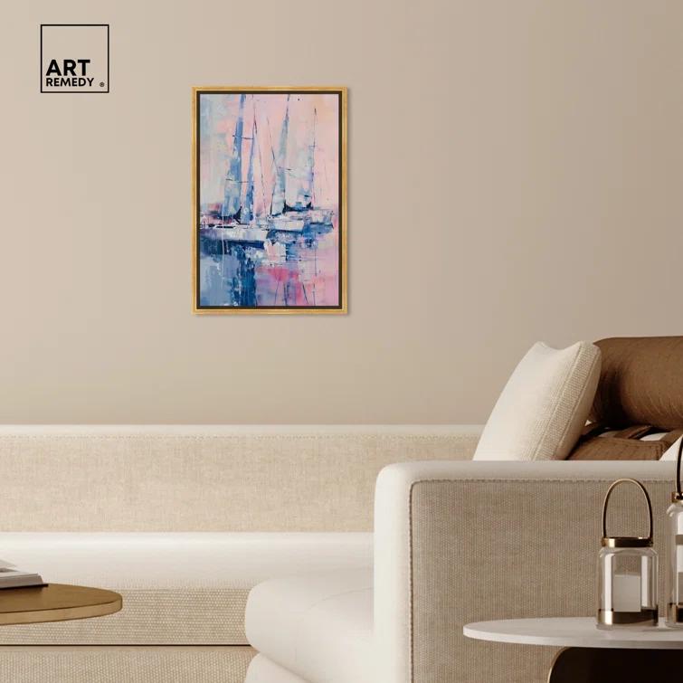 Art Remedy Art Remedy Pastel Sea Breeze Framed Sailing 1 Piece Canvas Wall Art 57710