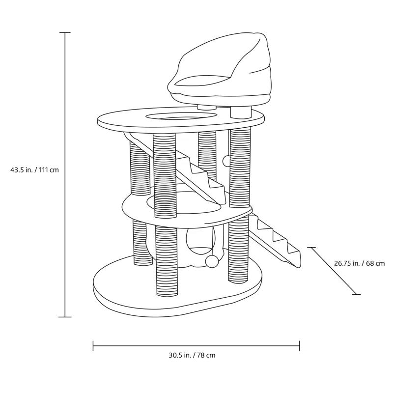 TRIXIE Elsa Senior 43.7" Cat Tower, Sisal Scratching Posts, Plush Hammock, Stairs, Top Platform Bed, Dangling Cat Toy