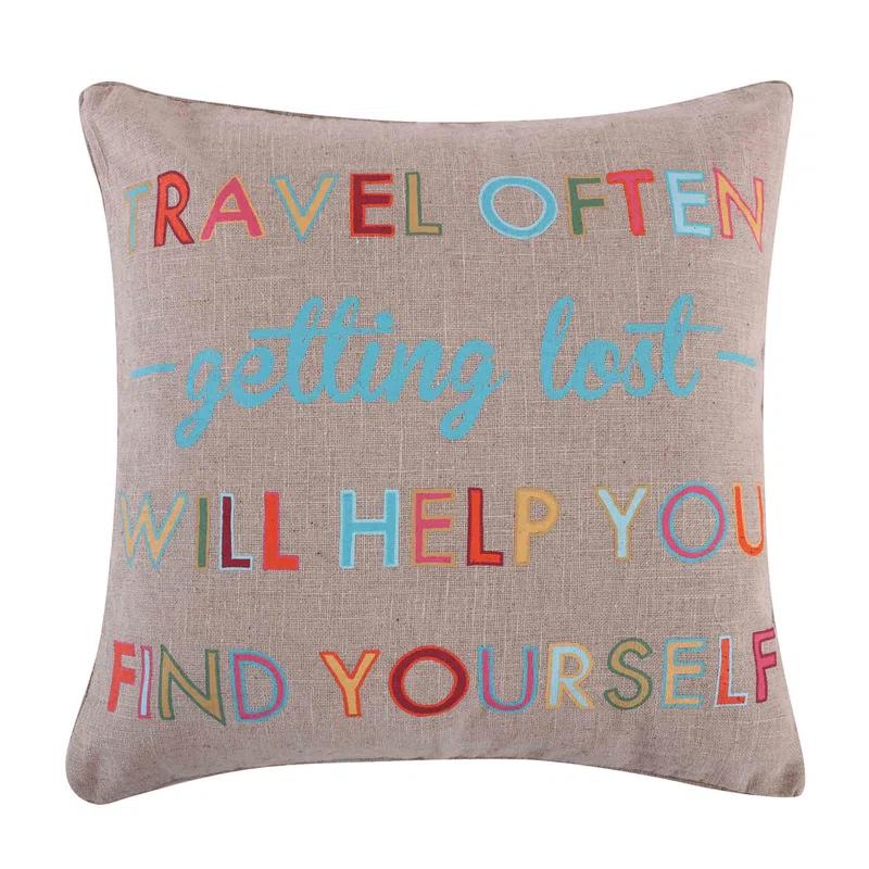 Mayla Travel Often Burlap Pillow