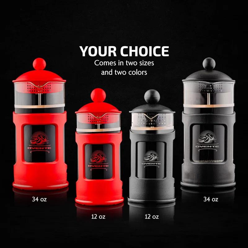 Ovente OVENTE 12 Ounce French Press Coffee Tea and Espresso 4 Filter Stainless-Steel FPT12R