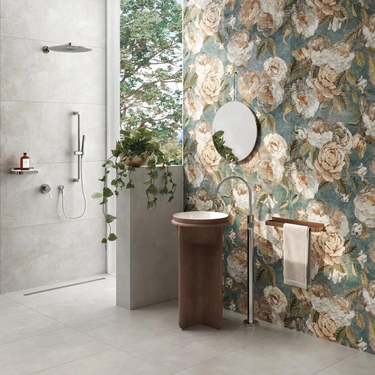 Merola Tile Parete Fiori 24" x 47" Porcelain Natural / Floral Wall & Floor Tile