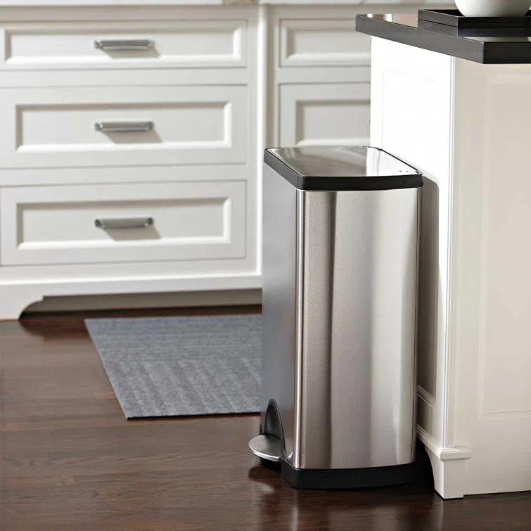simplehuman 38 Liter / 10 Gallon Rectangular Kitchen Step Trash Can, Brushed Stainless Steel