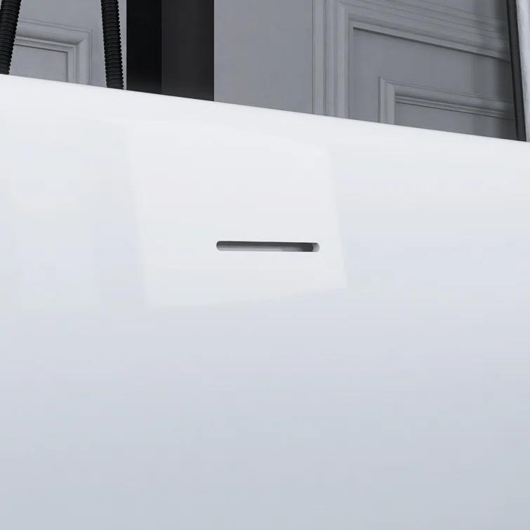 JimsMaison 59'' Acrylic Freestanding Soaking Bathtub In Glossy White JMUBBT21-59GW