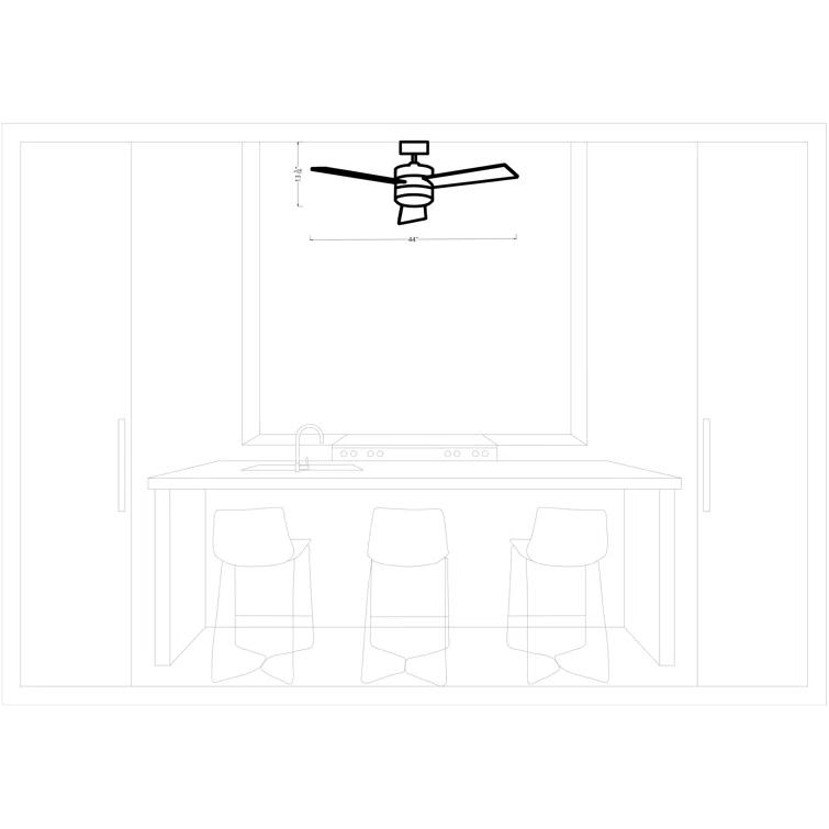 Adna 44'' 3 Blade Ceiling Fan with Light Kit