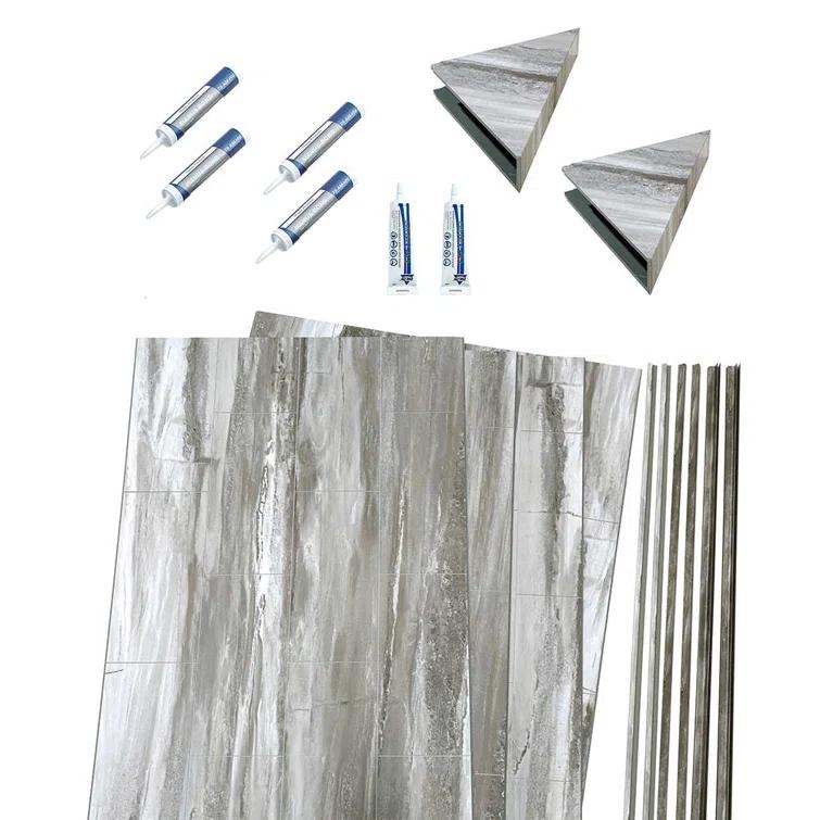 Palisade Palisade 78in x 60in x 30in Waterproof Vinyl Shower Surround Kit with Accessories in Urban Cliff