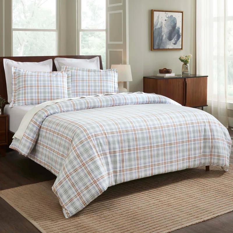 Superior Plaid Flannel Cotton Classic Modern Farmhouse Duvet Cover Set