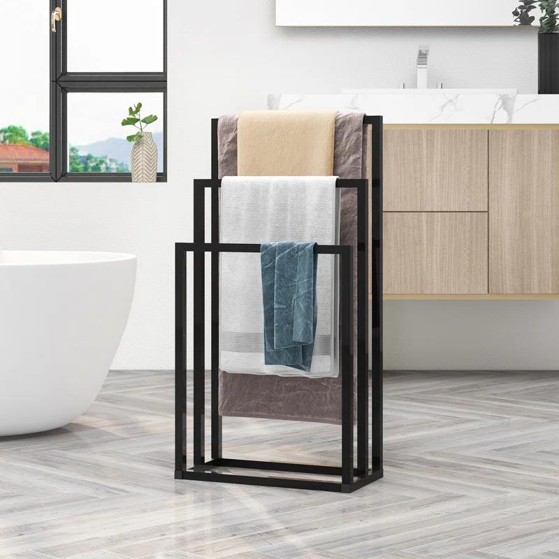 GROUPES Metal Freestanding Towel Rack 3 Tiers Hand Towel Holder Organizer For Bathroom Accessories XJ-W840100842