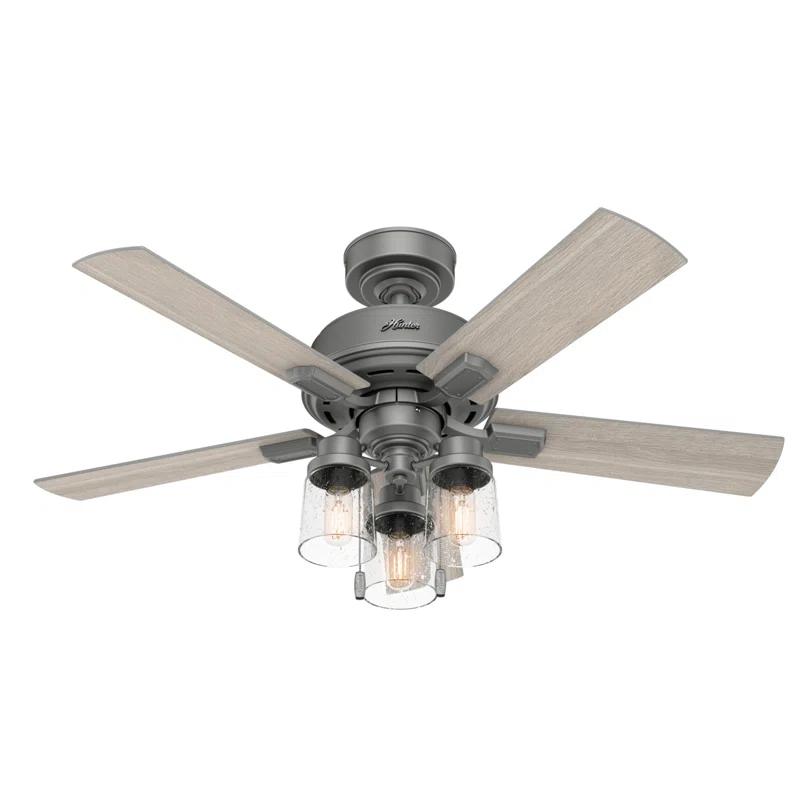 Hunter Fan 44" Hartland 5 - Blade Modern Farmhouse Indoor Ceiling Fan with Lights and Pull Chains