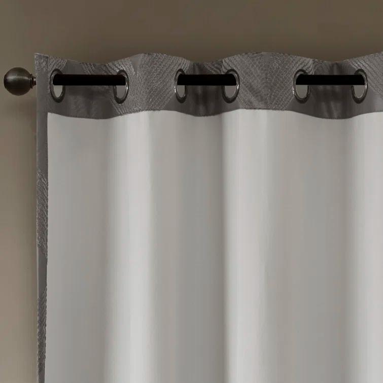 Madison Park Bentley Ogee Knitted Jacquard Geometric Total Blackout Single Curtain Panel