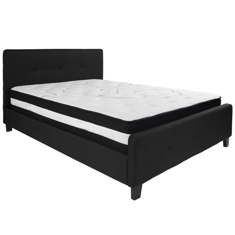 Lark Manor™ Aluino Button Tufted Upholstered Platform Bed with Pocket Spring Mattress