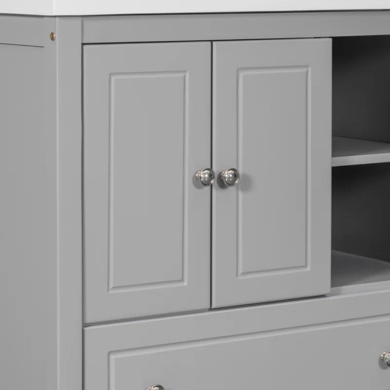 Tech Cube 30" Bathroom Vanity Base Only, Solid Wood Frame, Bathroom Storage Cabinet With Doors And Drawers