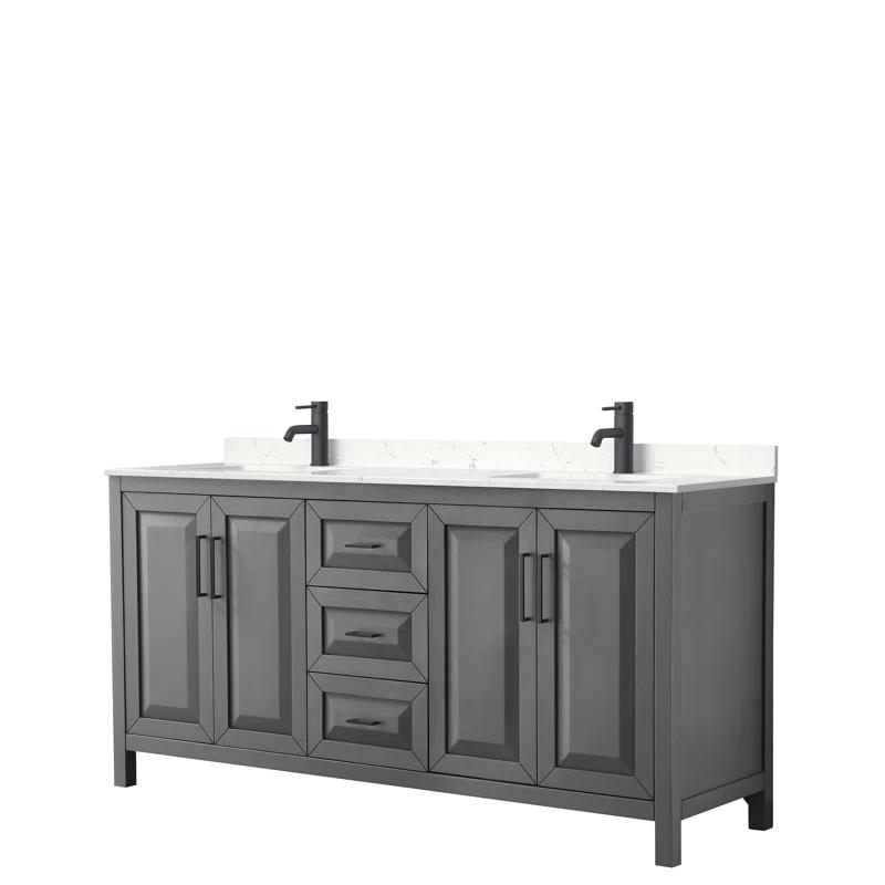 Wyndham Collection Daria 72'' Double Bathroom Vanity with Carrara Marble Top
