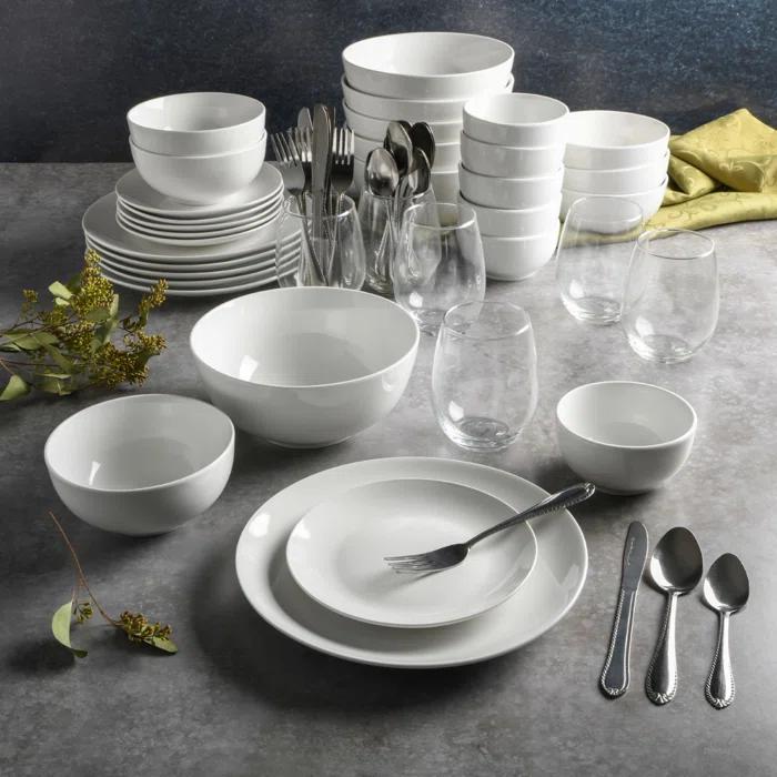 Gibson Home Gibson Home All U Need 60 Piece Plates Bowls Glassware Forks Spoons and Knives Dinnerware Set for 6