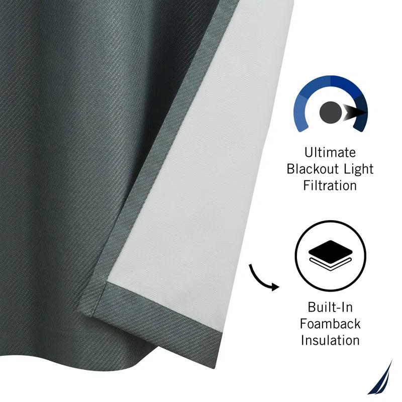 Nautica Synthetic Solid Color Blackout Thermal Rod Pocket Curtain Panels (Set of 2)