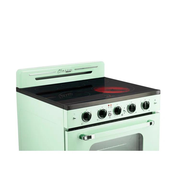 Unique Appliances Classic Retro 30" 5 Element 3.9 cu. ft. Freestanding Electric Glass Top Range with Convection Oven UGP-30CR EC LG