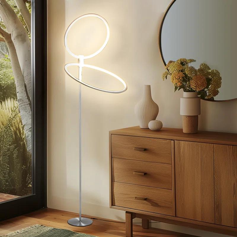 Brightech Eclipse 79 in. Industrial 2-Light 3-Way Dimming LED Floor Lamp with 2 Height Adjustable Heads