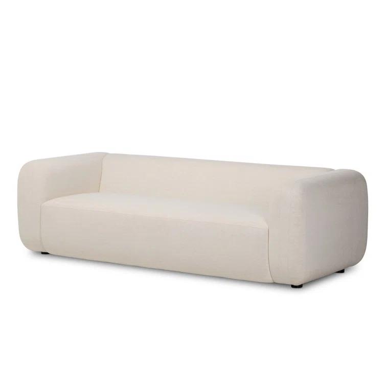 Nara 96'' Off-White Linen Tuxedo Arm Sofa