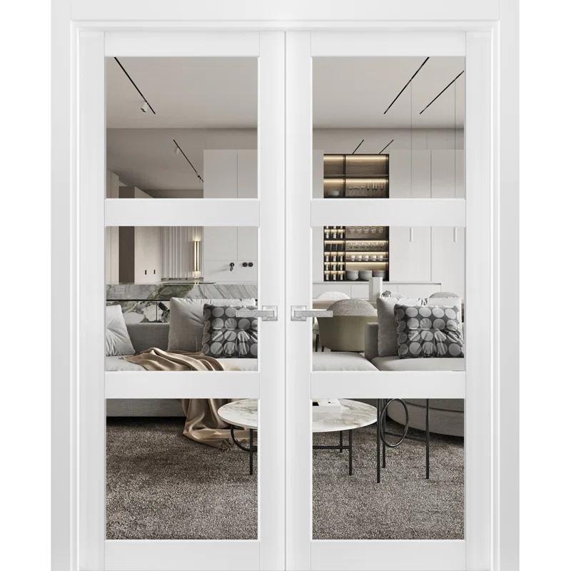 Interior Lucia Clear Glass Wood French White Doors